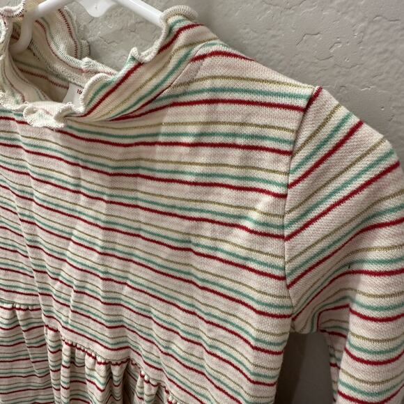 Hanna Andersson Ecru Lurex Stripe Ribbed Holiday Dress - Picture 2 of 8